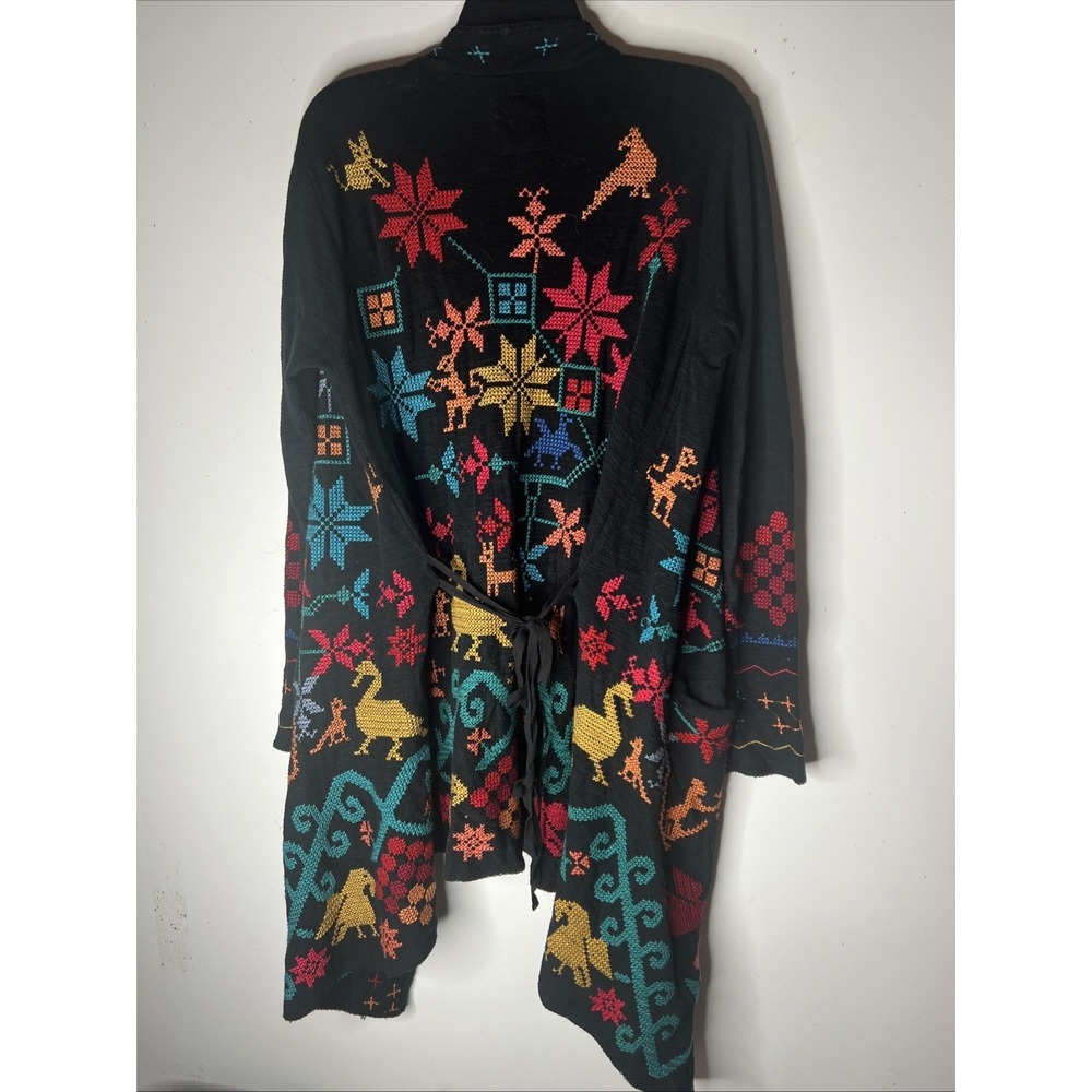 Johnny Was Sweater Kimono Embroidered Floral Cardigan VTG Duster Pockets Sz S - Picture 16 of 16